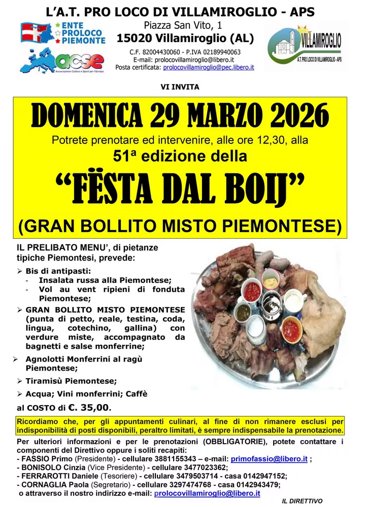 Fësta dal Boij 2026 – Villamiroglio (AL)