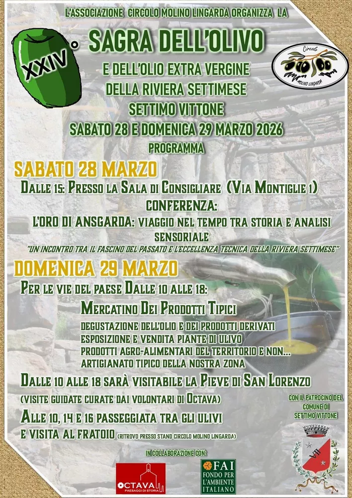 XXIV Sagra dell’Olivo e dell’Olio Extra Vergine della Riviera Settimese 2026 – Settimo Vittone (TO)