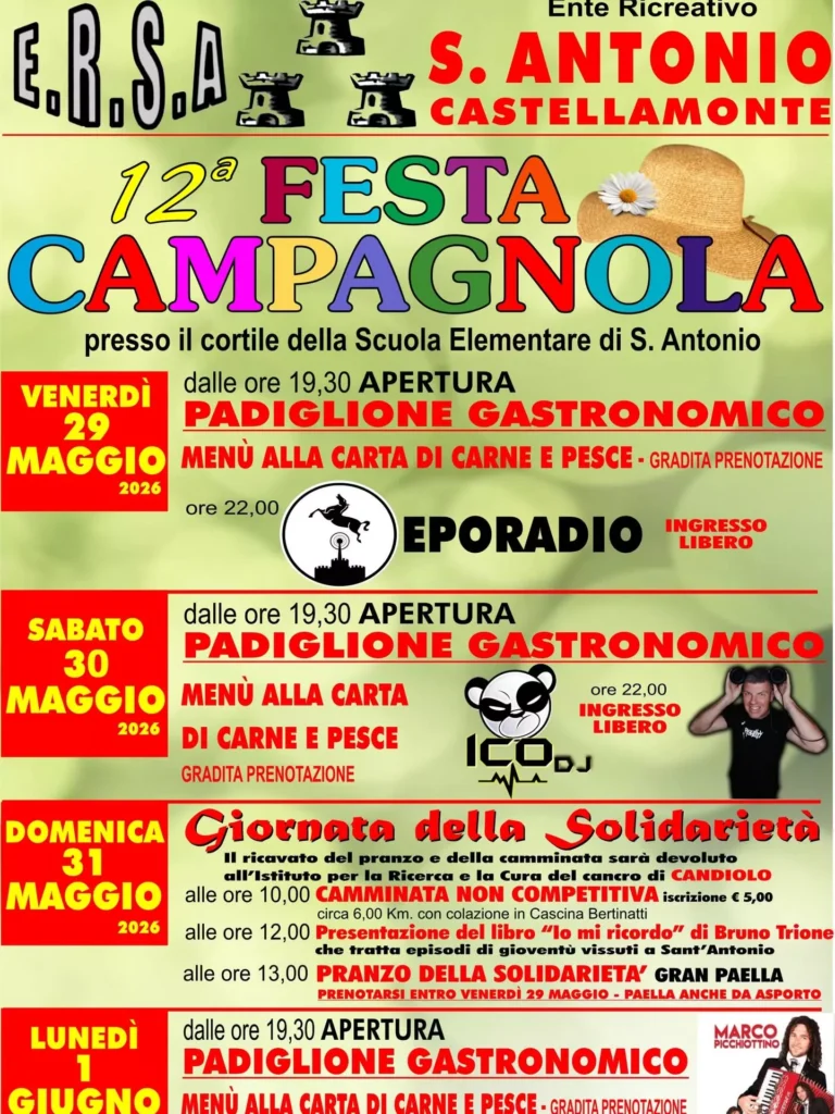 12ª Festa Campagnola di Sant’Antonio 2026 – Castellamonte (TO)