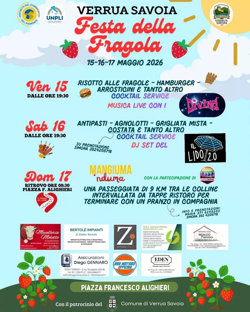 Festa della Fragola e Mangiuma ‘nduma 2026 – Verrua Savoia (TO)