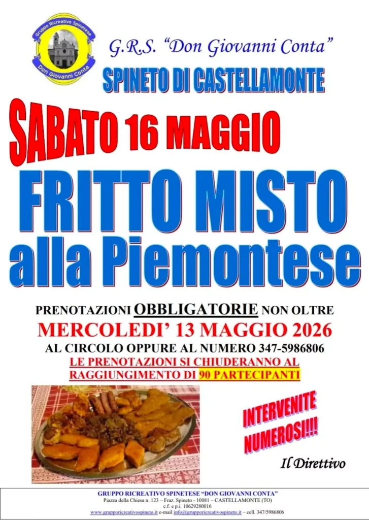 Fritto Misto alla Piemontese 2026 – Spineto di Castellamonte (TO)