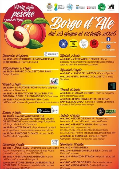 Festa delle Pesche e Palio dei Rioni 2026 – Borgo d’Ale (VC)