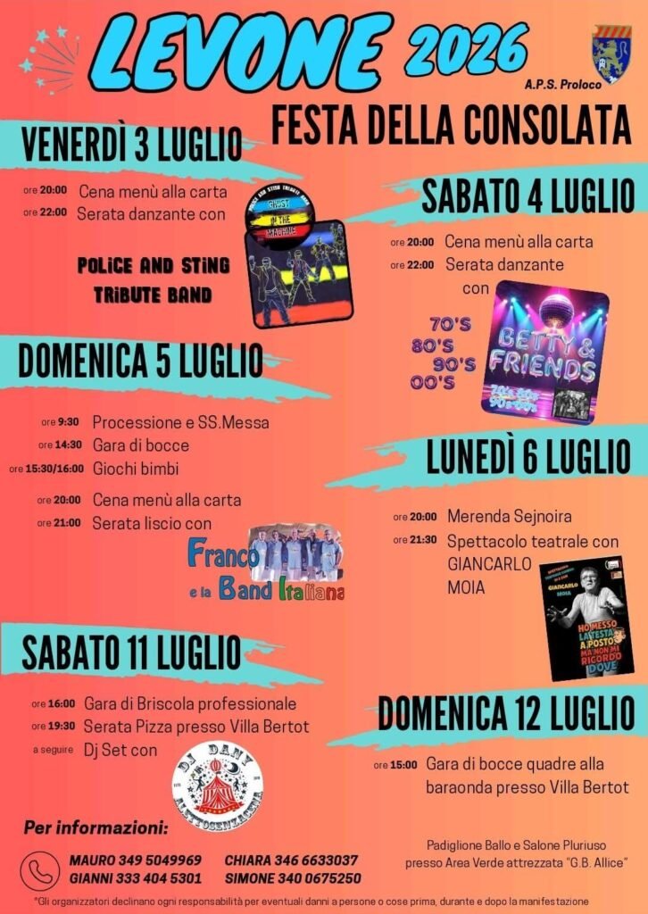 Festa della Consolata 2026 – Levone (TO)