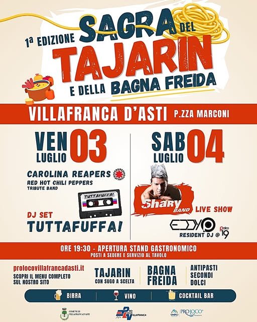 Sagra del Tajarin e della Bagna Freida 2026 – Villafranca d’Asti (AT)
