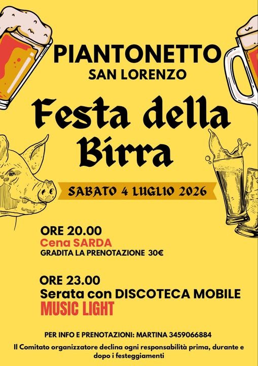 Festa della Birra 2026 – Piantonetto San Lorenzo (TO)
