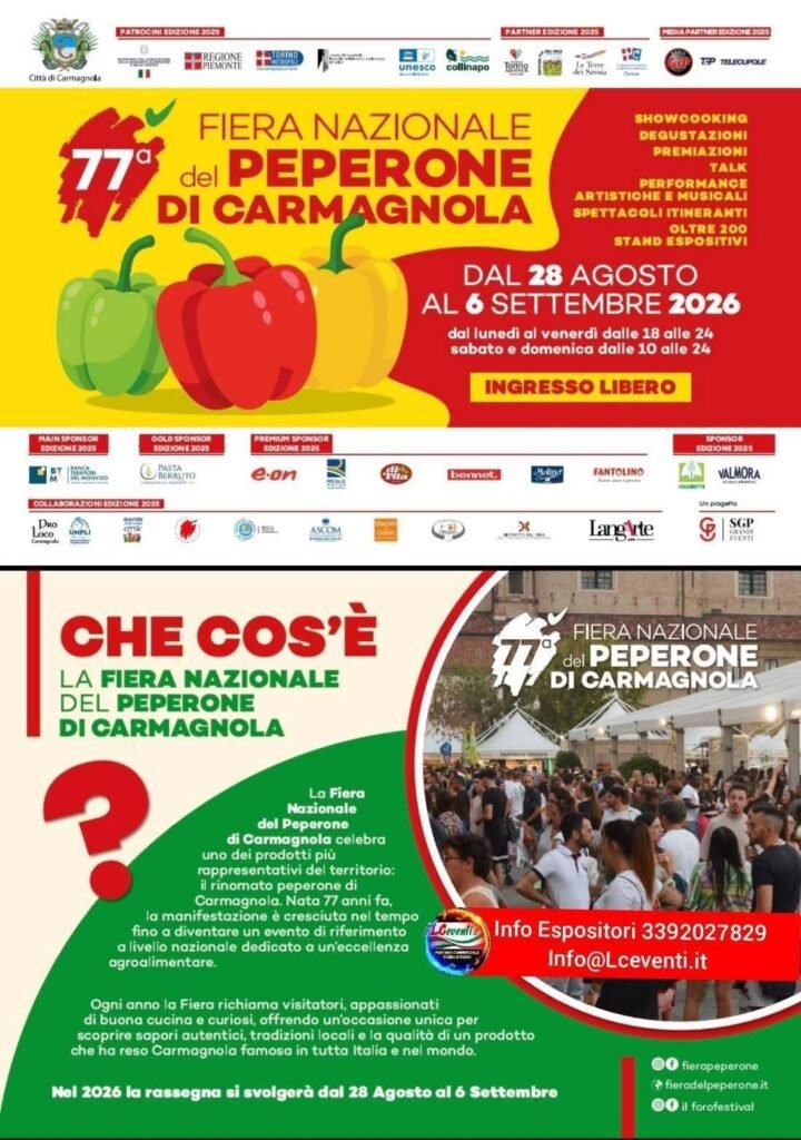 77ª Fiera Nazionale del Peperone 2026 – Carmagnola (TO)